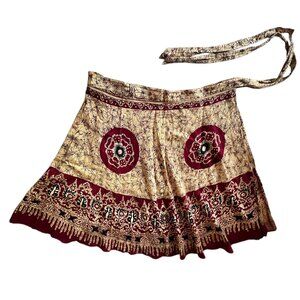 Boho Festival Wrap Skirt Floral Patterns & Adjustable Ties 100% India Cotton VTG